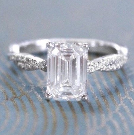 Emerald Cut Diamond Engagement Wedding Ring Love You Tomorrow