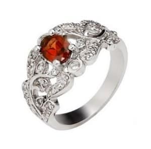 1 carat garnet engagement ring on silver