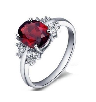 2 Carat Real Garnet Engagement Ring on Silver