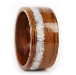 Rosewood Wood Ring Mother of Pearl Inlay