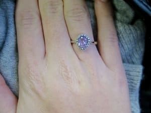 wearing amethyst wedding ring