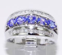 white gold diamond oval tanzanite wedding anniversary ring band