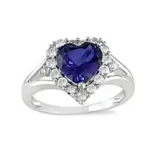 0.60ct Heart Cut Brilliant Round Sapphire Natural Diamond Rings