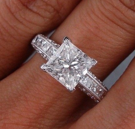 2 16 Carats princess cut wedding ring