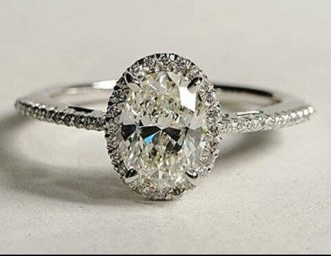 Engagement ring - oval, one halo, cushion cut ring