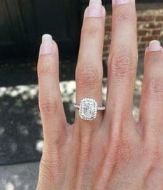 engagement ring radiant cut pave setting platinum