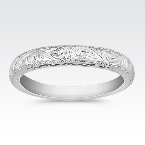 14k white gold wedding band