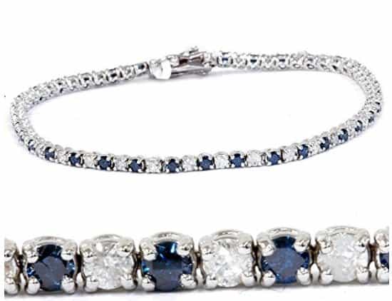 3ct blue white diamond tennis bracelet 14k white gold-7%22