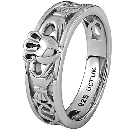 sterling silver uls-6157 ladies claddagh ring