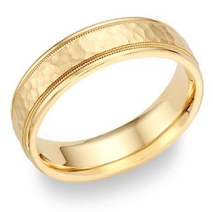 gold hammered wedding band