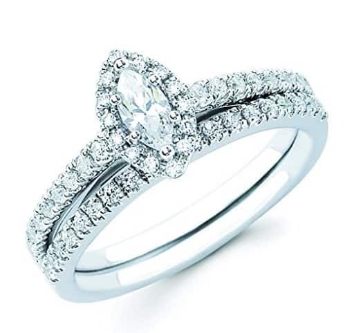 14k white gold Navette Diamond Ring