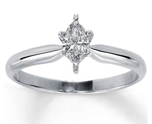 14ct solitaire Navette Diamond Ring