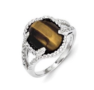 sterling silver tigers eye quartz and diamond ring size