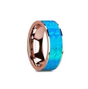 gage flat polished rose gold with blue opal