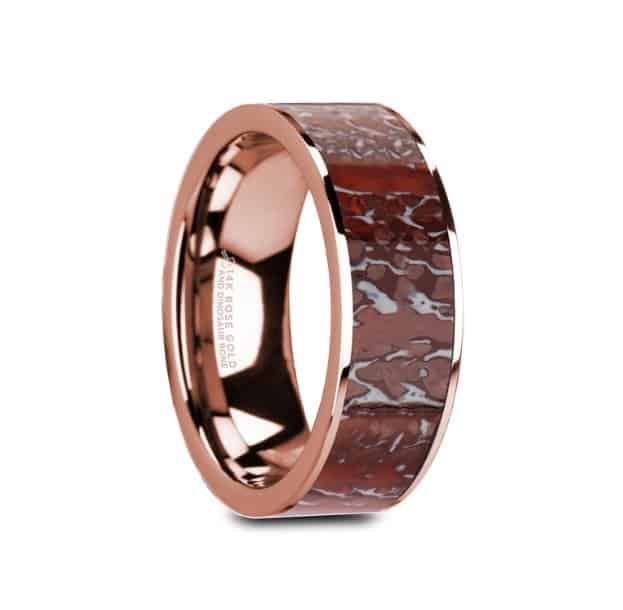 gautier flat polished rose gold red dinosaur bone nlay and polished edges