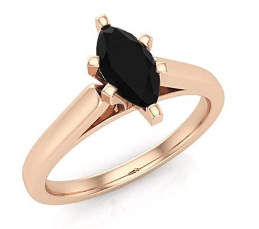 marquise cut black diamond engagement rings 14k gold black