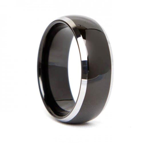 mens tungsten carbide two tone bevels