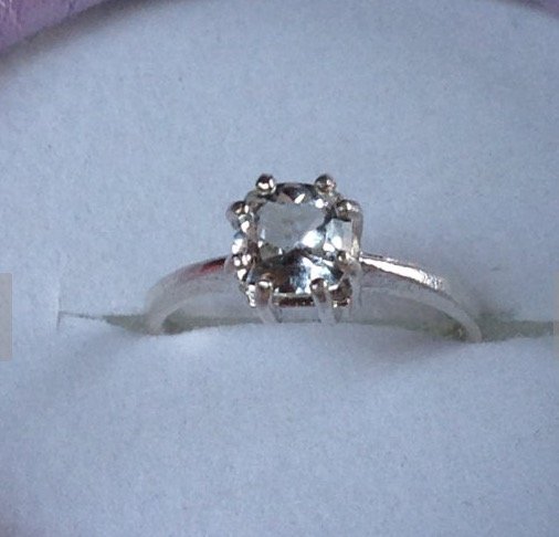 natural goshenite sterling silver engagement ring