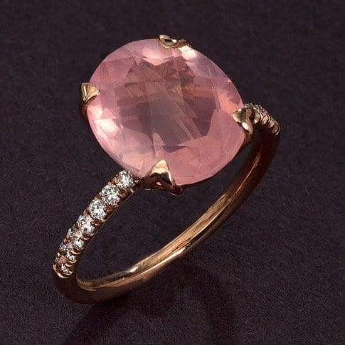 rose quartz ring oval engagement ring 3-75 carat natural intense pink rose quartz solitaire engagement ring 14k rose gold