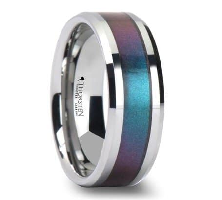 tungsten wedding bands for her ring that changes colors