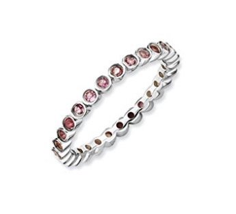 silver stackable faceted pink tourmaline 2-25mm band