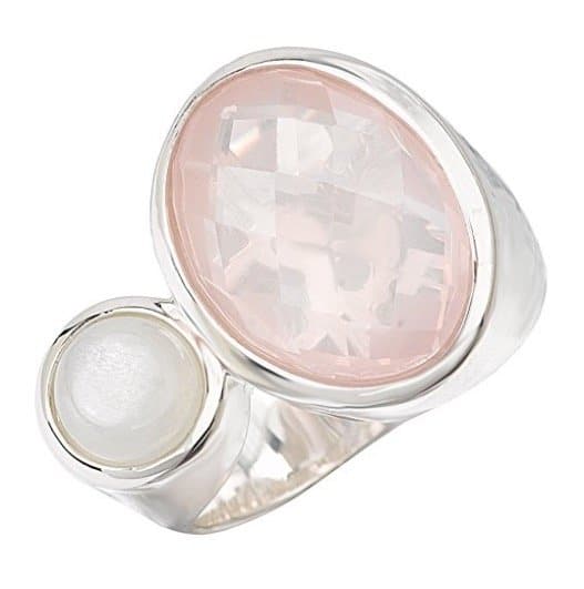 sterling chic collection rose quartz and moonstone silver ring