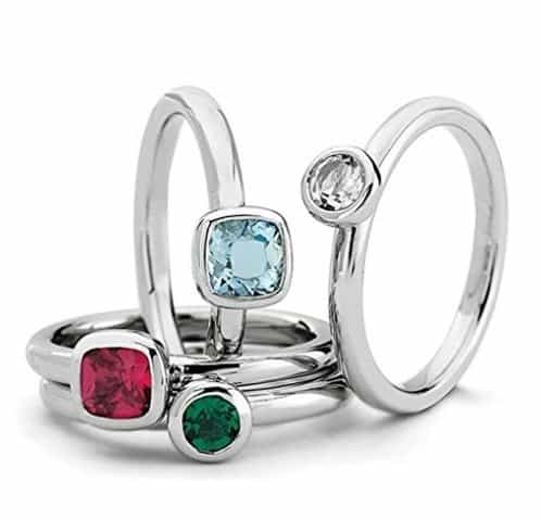 sterling silver stackable vibrant gemstone quartet ring set