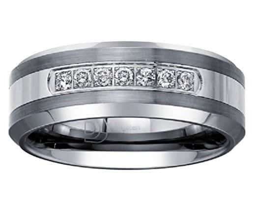 tungsten carbide diamond mens wedding band 20ctw h i i2