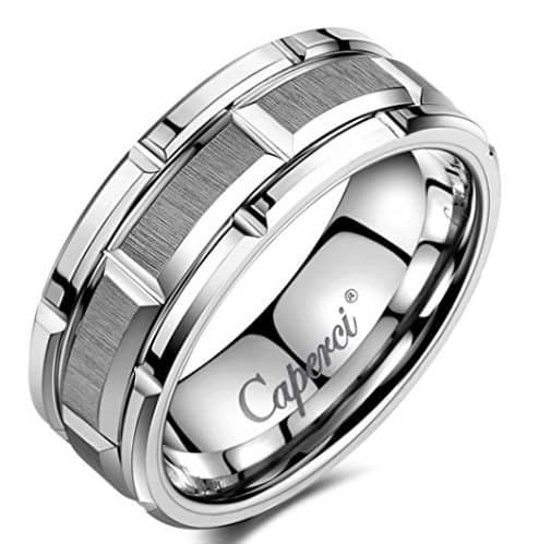 tungsten rings for men caperci mens 8mm brick pattern carbide tungsten wedding band