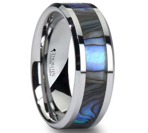 tungsten wedding band with mother of pearl inlay 8mm tungsten carbide ring review