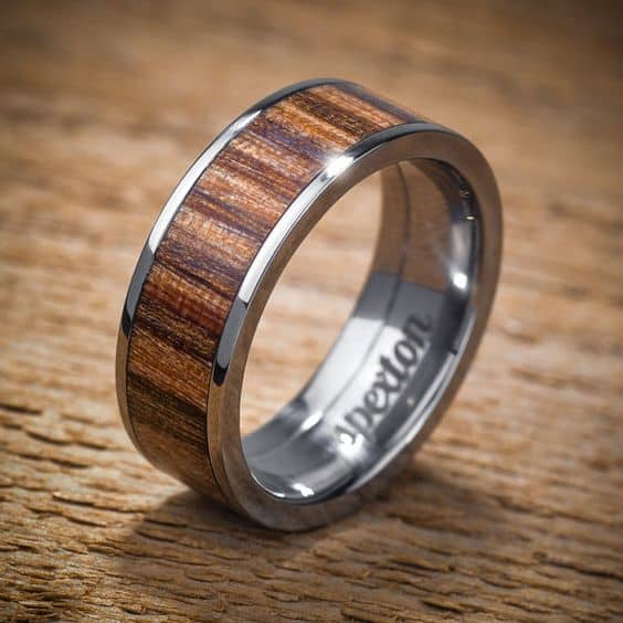 applewood engagement ring with titanium