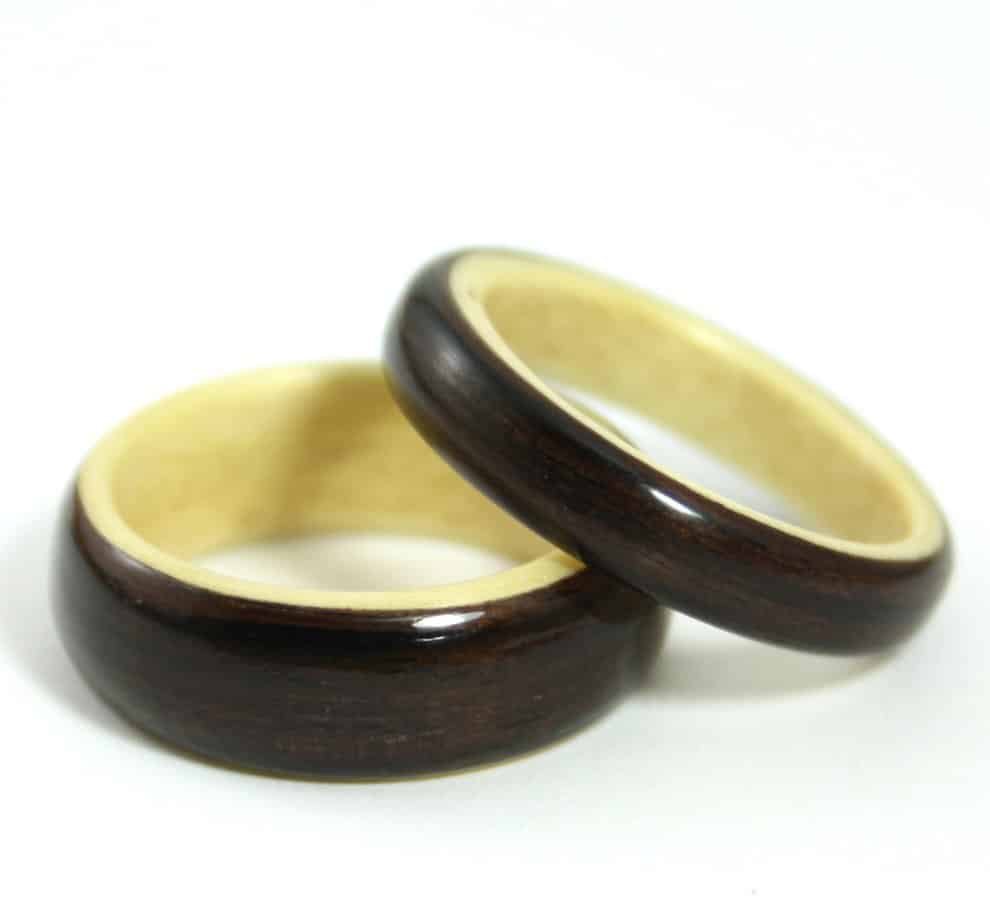 ebony and horse chestnut wedding rings