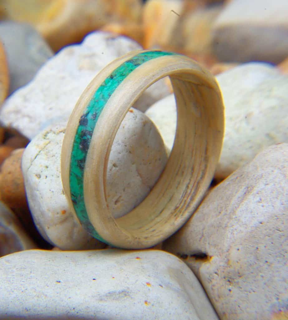 maple with turquoise and citrine inla bentwood ring