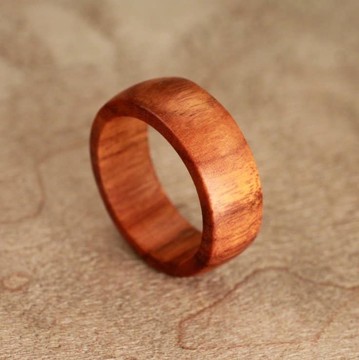 titanium wood ring lined with whiskey barell white oak stave