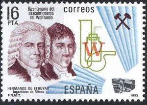 tungsten fausto and juan elhuyar in 1783