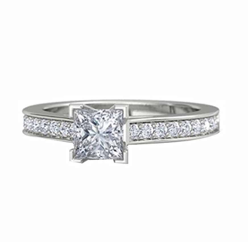 princess cut diamond engagement ring 14k solid white gold