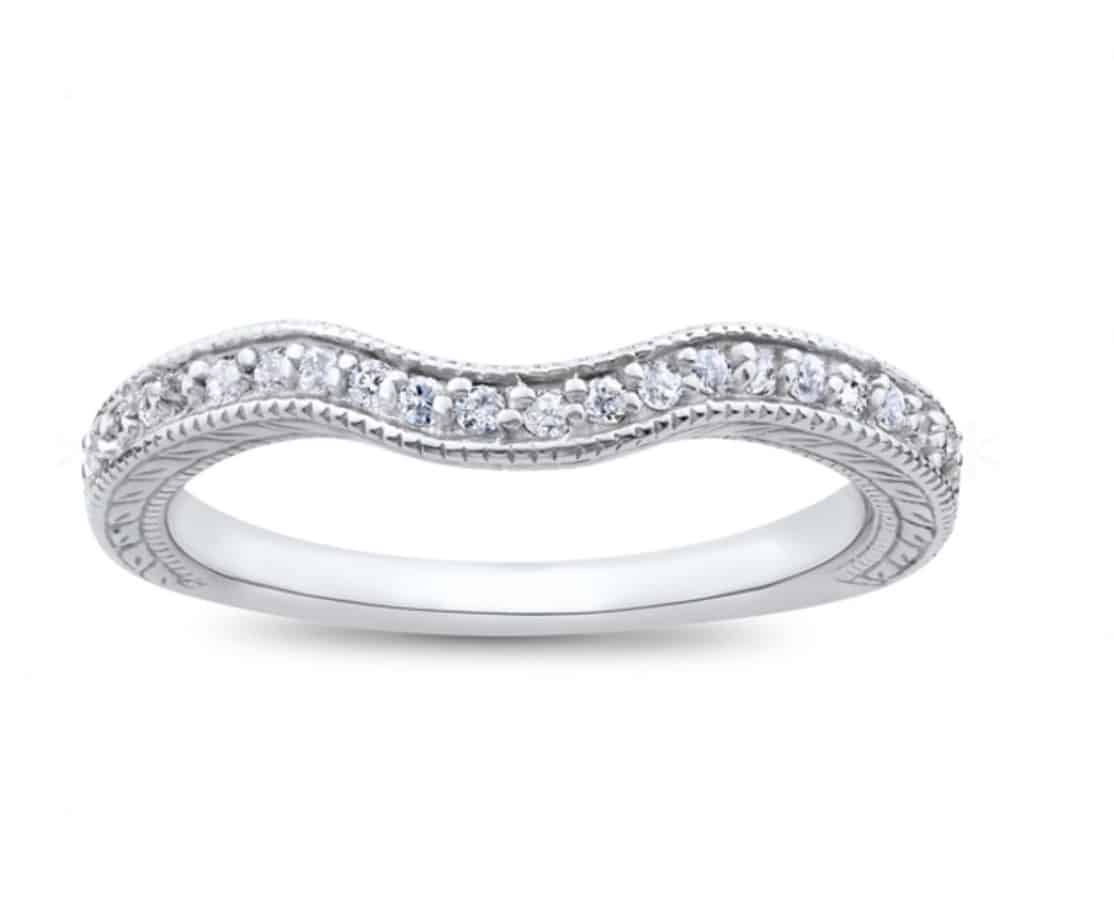 Unique Wedding Bands For Him And Her - curved diamond wedding ring 14k white gold