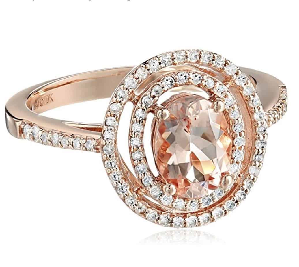 10k rose gold morganite and diamond ring