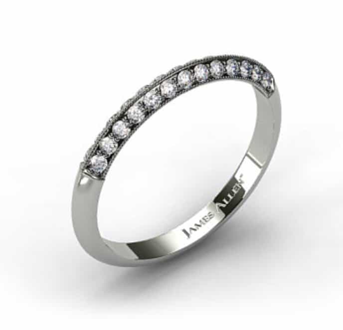 14k white gold pave knife edge cathedral diamond wedding ring