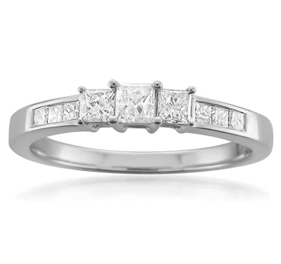 14k white gold princess cut engagement ring