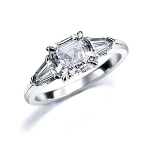 18kt white gold ring set with royal asscher cut diamonds