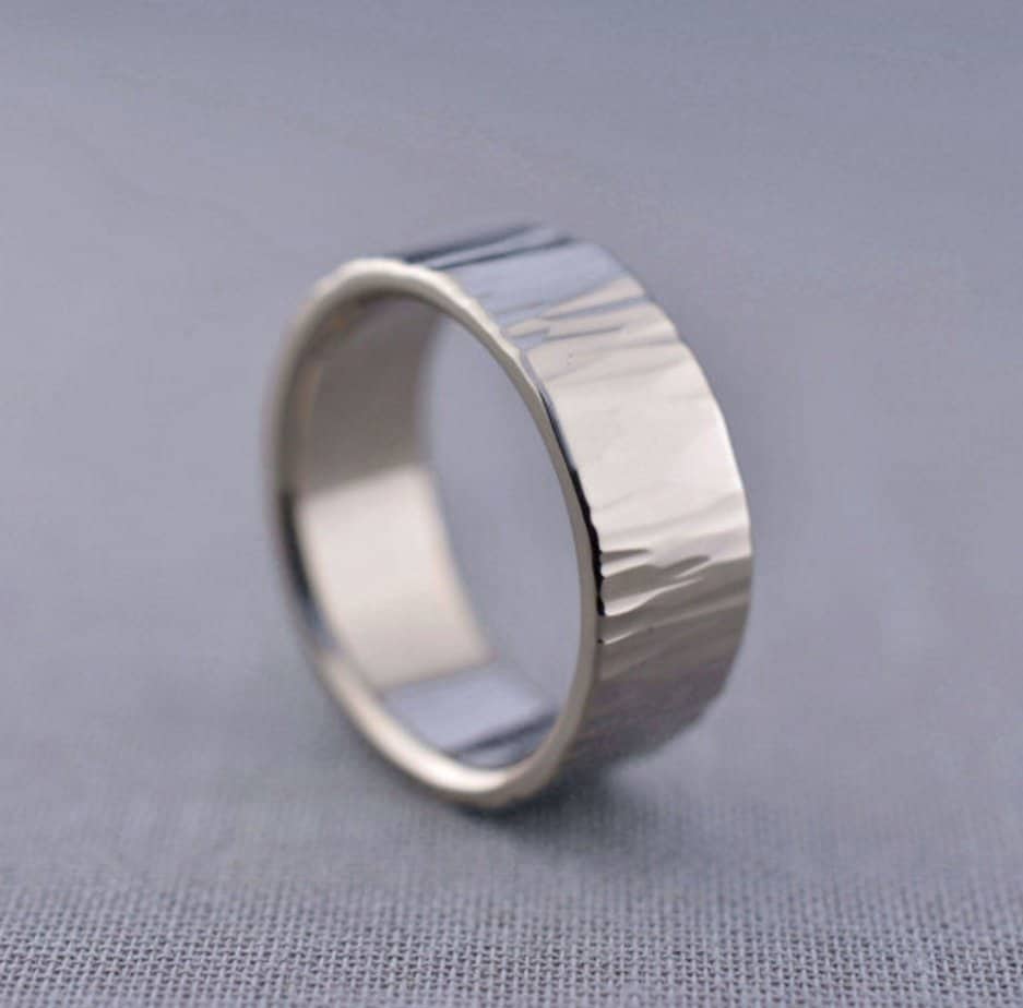 rippletextured wedding band mens palladium white gold wedding ring