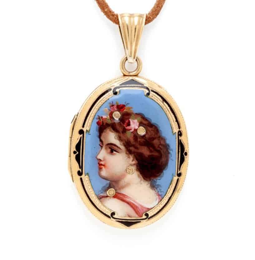 art nouveau sweet maiden locket