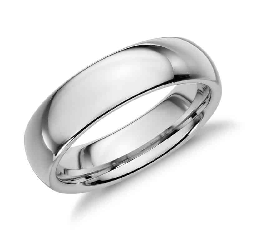 comfort fit wedding ring in white tungsten carbide