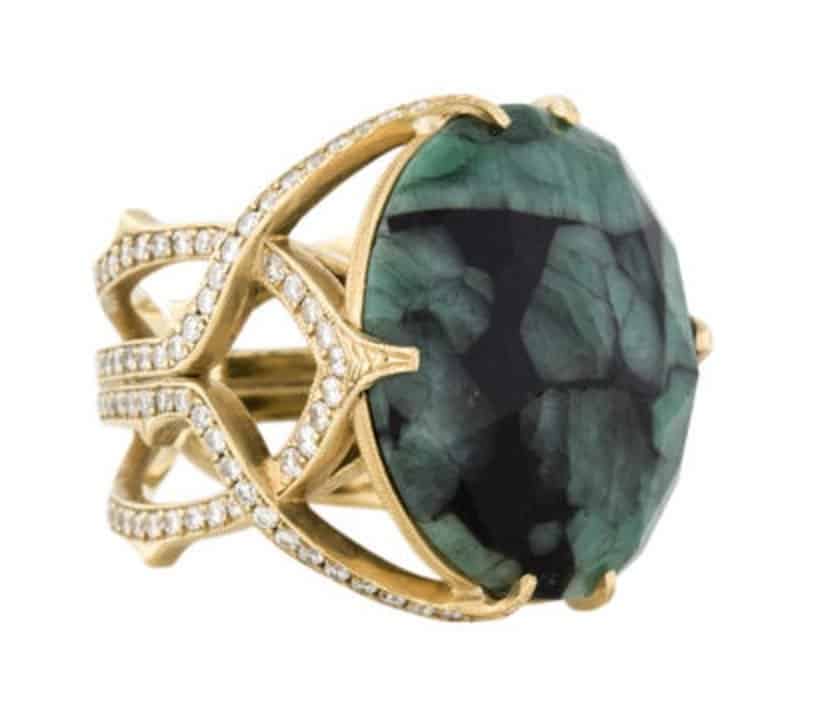 nephrite and diamond cocktail ring