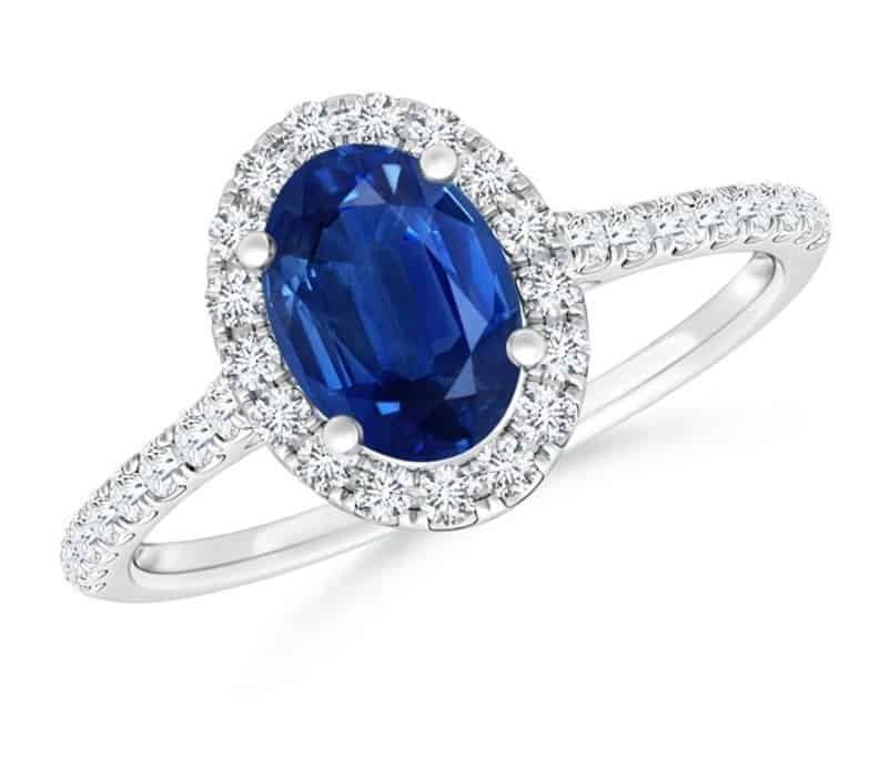 oval sapphire halo ring with diamond accents