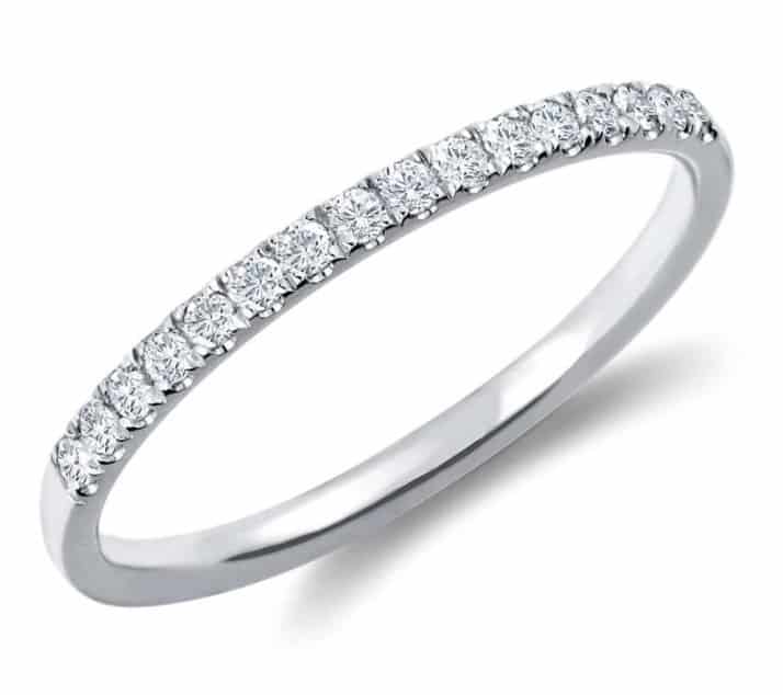 petite cathedral pave diamond ring in 14 white gold