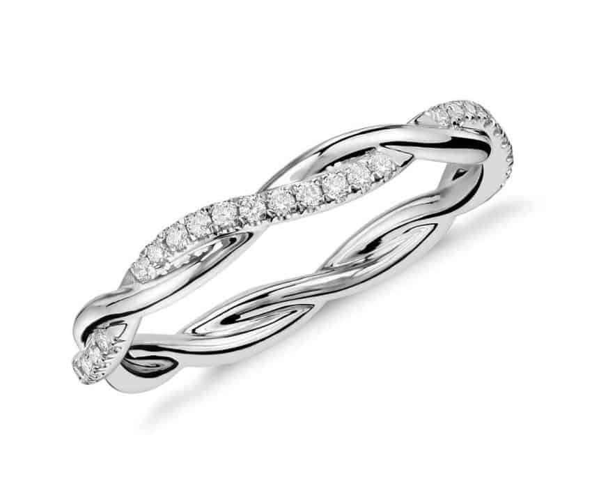 petite twist diamond eternity ring in 14k white gold