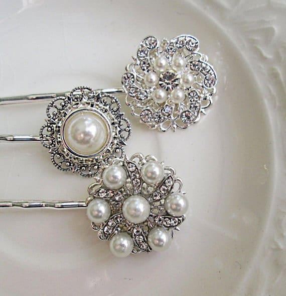 Bridal Hair Pins, Pearl clips