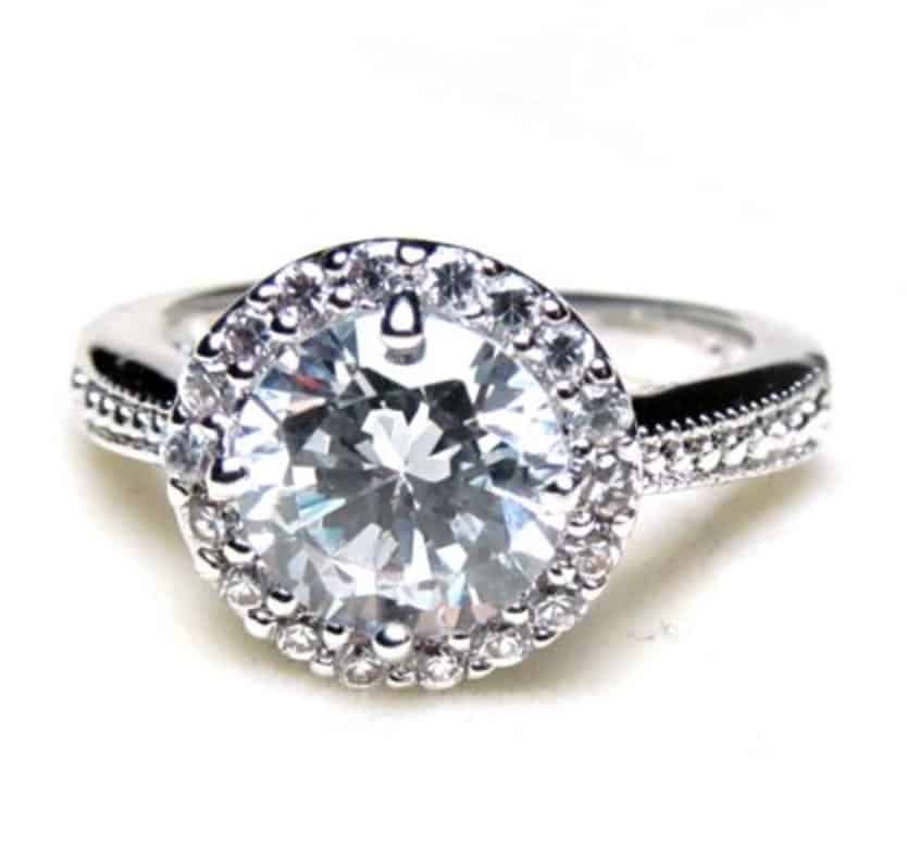 Halo Design 2 62 Ct Round Brilliant Cut Cz Enement Ring